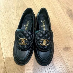 Chanel turn lock loafers